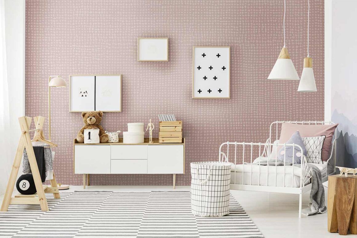 papier peint pour chambre d'enfant en rose