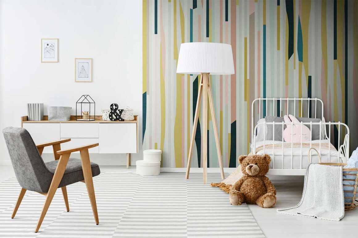 papier peint de chambre d'enfant avec des lignes
