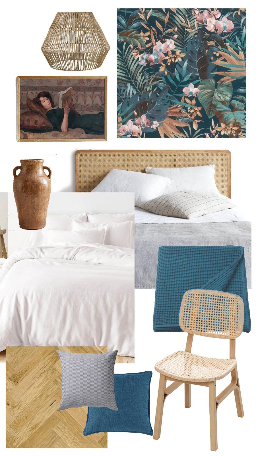 Chambre à coucher : paille et papier peint de Vienne