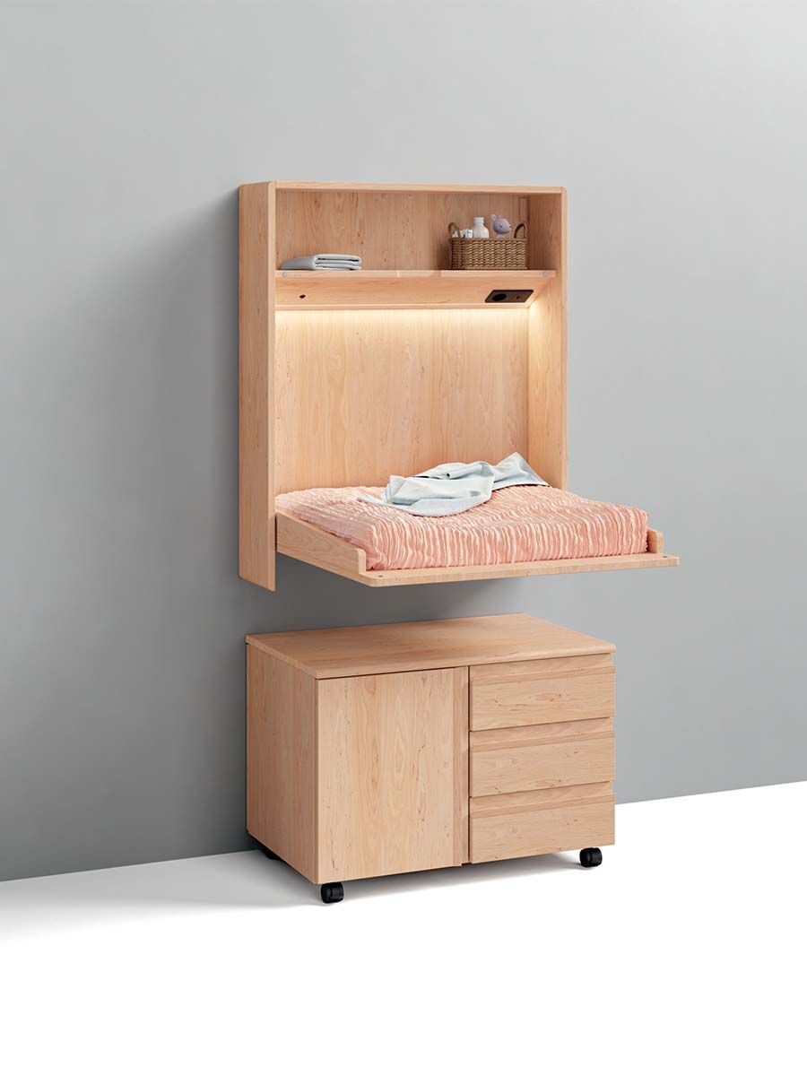 table à langer avec module d'abattant et bloc-tiroirs