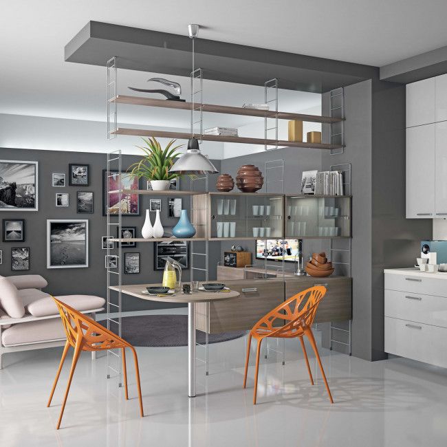 Bibliothèque à cloison double avec table péninsulaire Lien