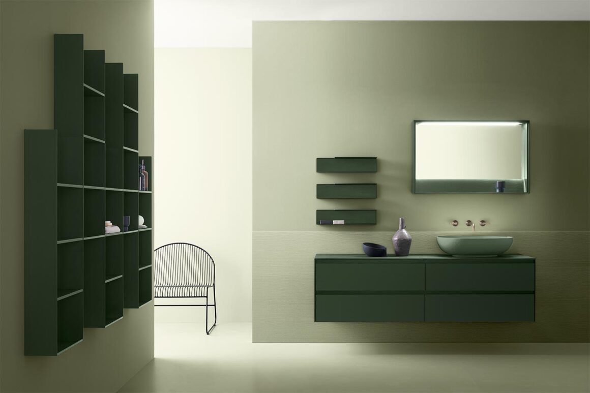 meubles de salle de bain verts modernes