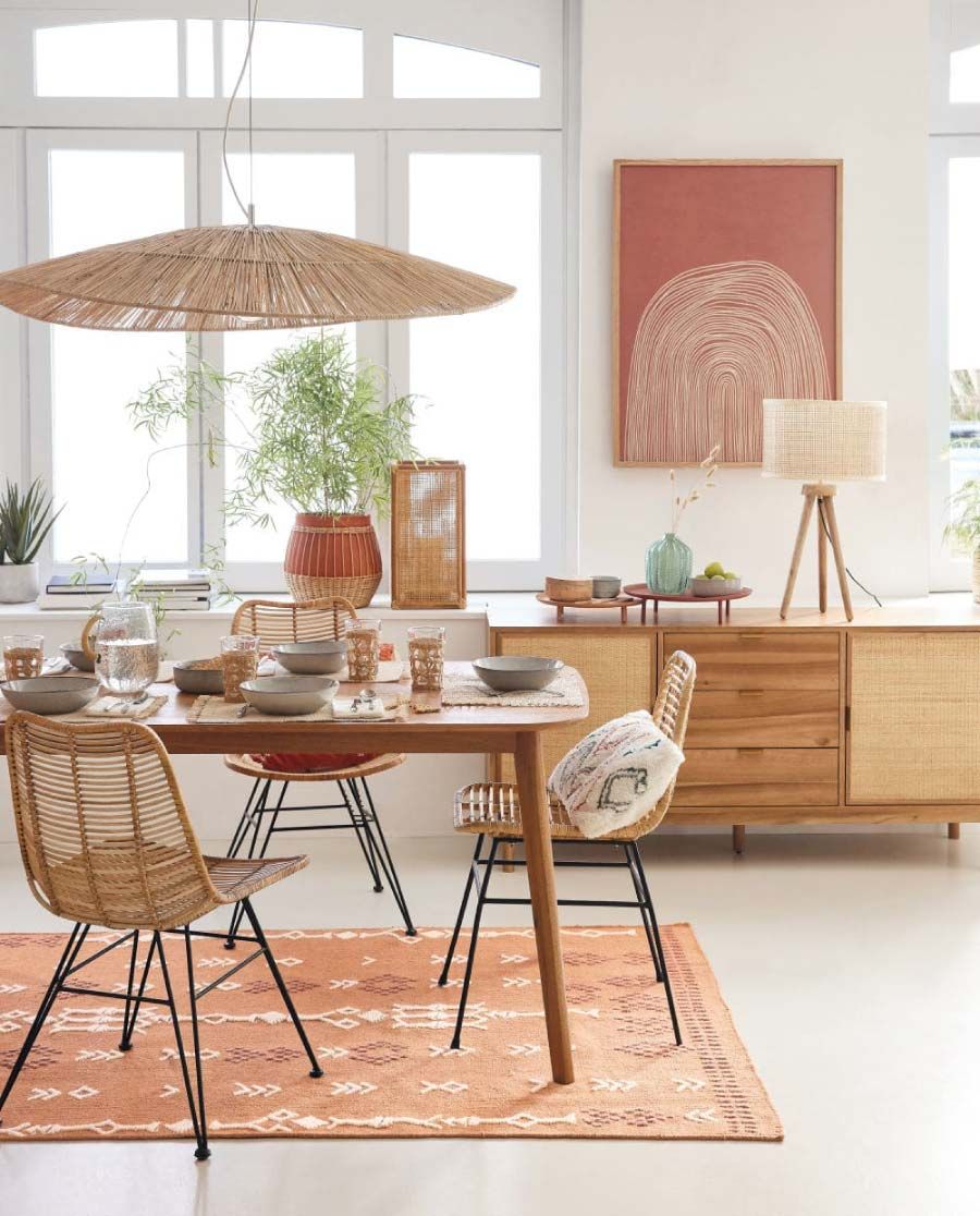 chaises de salle à manger en rotin pour table en bois