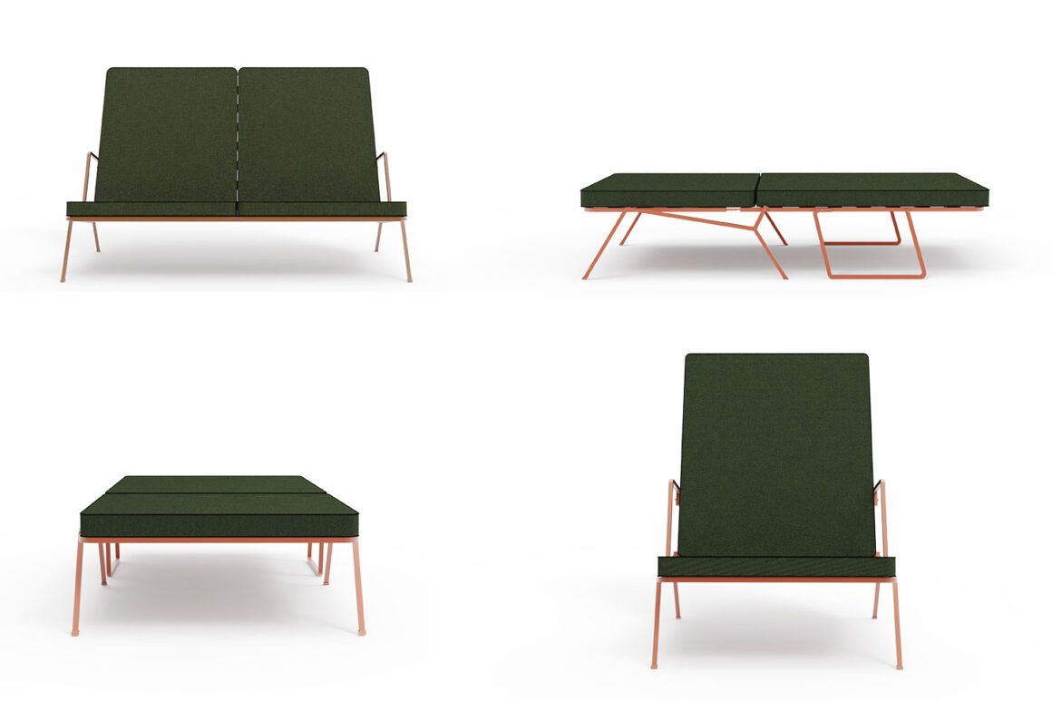 fauteuil-lit en métal et tissu