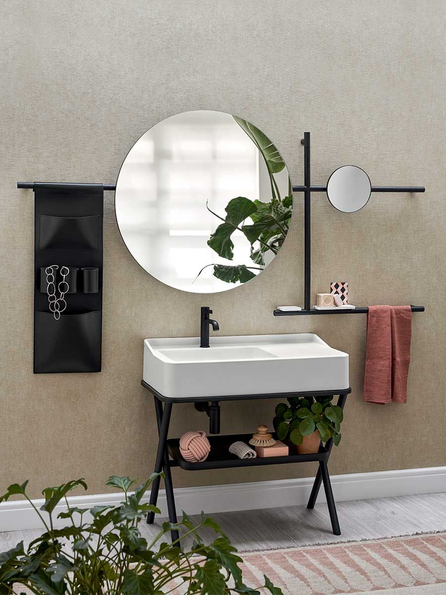 meuble de salle de bain avec lavabo intégré en céramique