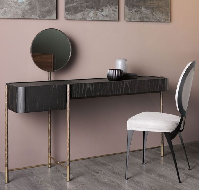 Coiffeuse de chambre à coucher avec grand plan de travail et miroir pivotant Shanghai