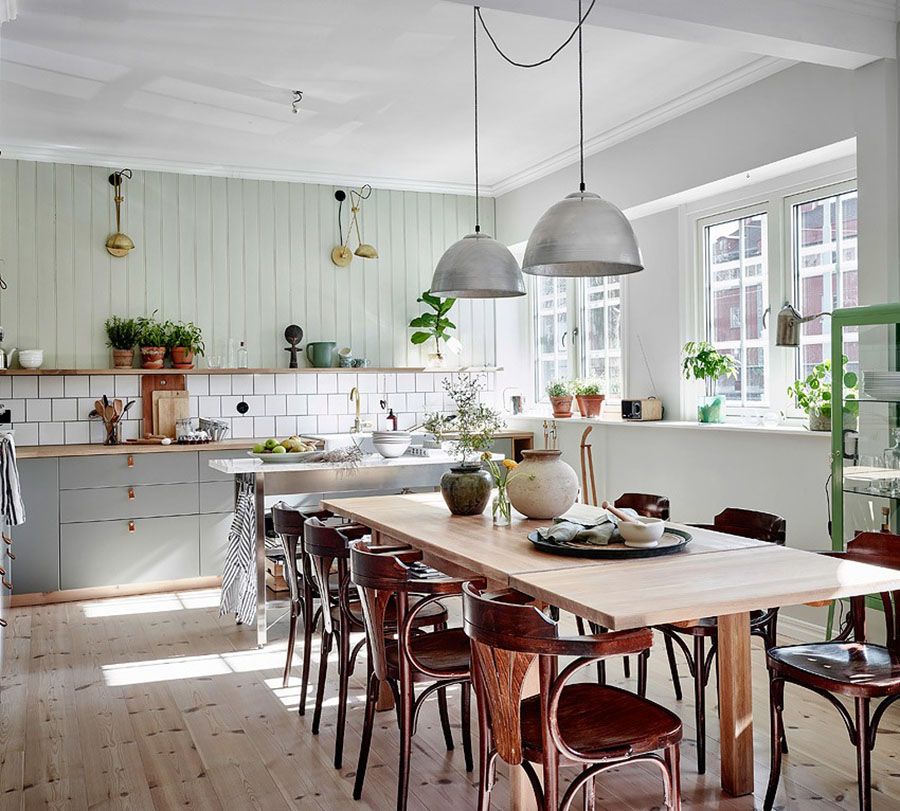 Vert menthe et couleurs neutres pour une rénovation de maison de style scandinave et vintage