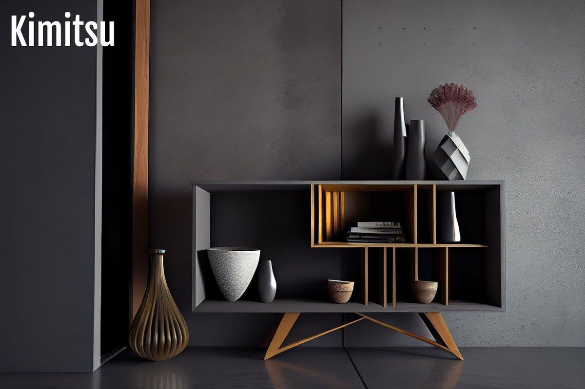 Créez un espace déco avec des étagères colorées et objets pour un effet chic et moderne.