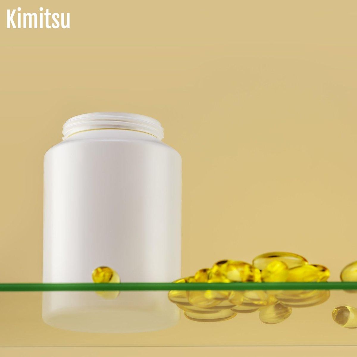 Flacon d'oméga-3 en capsules, complément essentiel pour la mémoire et la santé familiale.