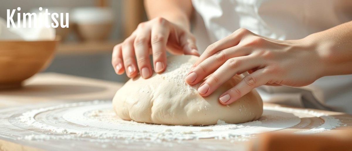 Mains expertes pétrissant la pâte, clé d'une fougasse d'Aigues-Mortes maison parfaite.