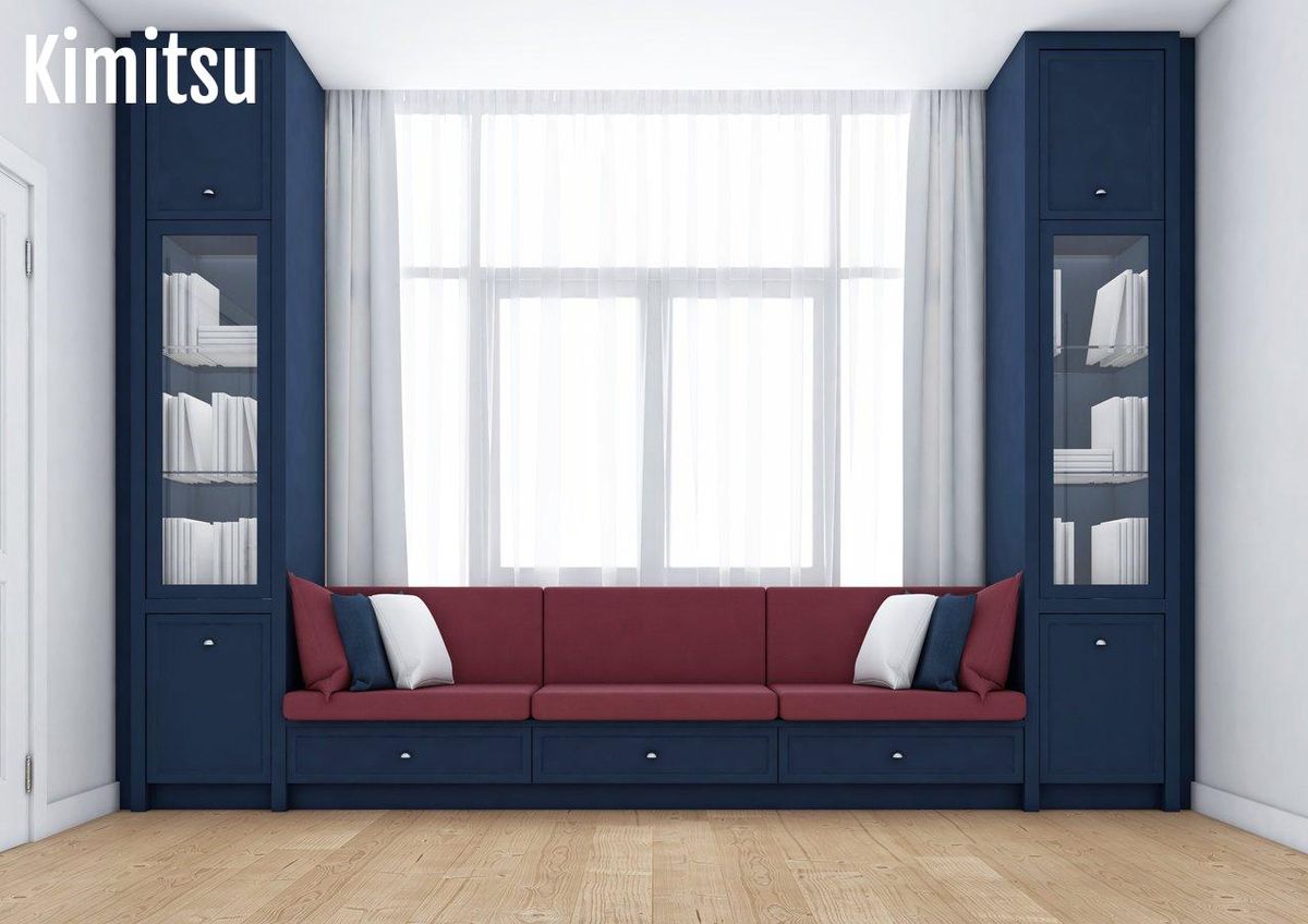 Salon familial scandinave avec mobilier multifonctionnel et rangement optimisé pour petits espaces.