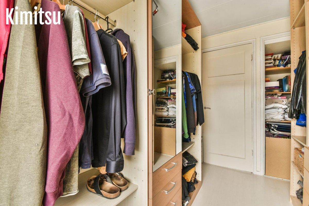 Un exemple de dressing modulable compact avec étagères réglables et penderie télescopique pour optimiser un petit espace.