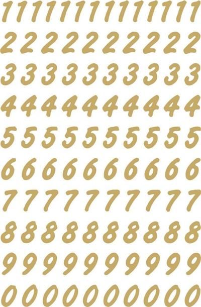 2 planches stickers chiffres dorés italiques Herma