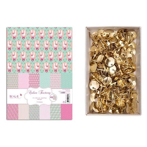 48 feuilles A4 scrapbooking Joséphine + 150 punaises dorées