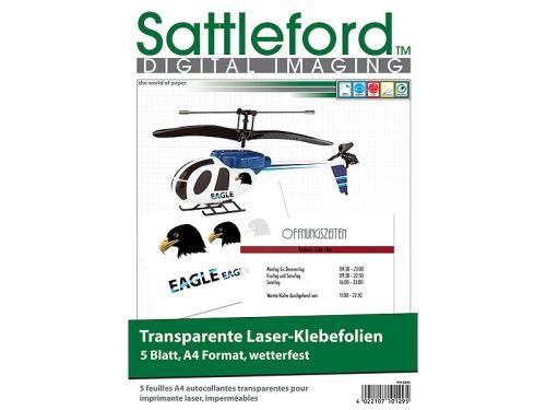 5 feuilles adhésives A4 pour imprimante laser, transparentes