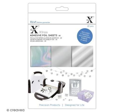 Assortiment de feuilles adhésives papier - Aluminium argenté - A5 - 20 pcs