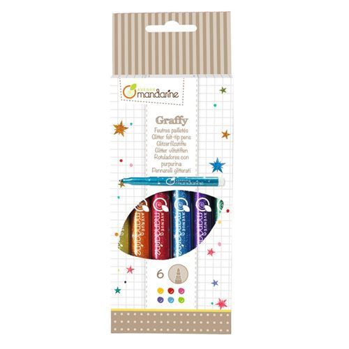 Avenue Mandarine - Pochette de 6 feutres pailletés