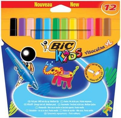 Bic - Feutre dessin Visacolor, largeur de tracé: XB, jaune en paquet de 12 pièces (828980)