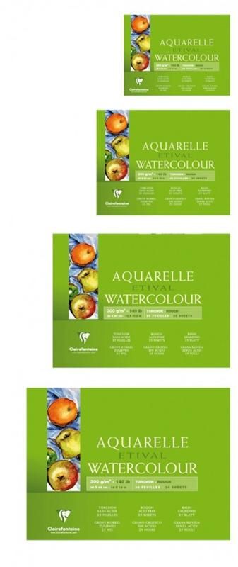 Bloc Aquarelle Etival Encollé 4 Côtés 300g Grain Torchon 10 feuilles 18x24cm