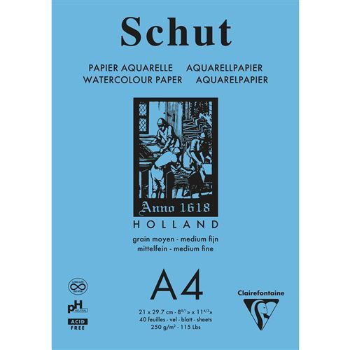 Bloc encollé Clairefontaine Schut A4 40 feuilles Blanc naturel