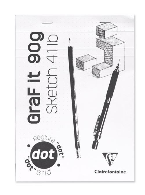 Bloc encollé de 80 feuilles A5 Clairefontaine Graf It Dot Modèle aléatoire