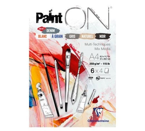 Bloc papier multi-techniques Clairefontaine Paint'On Denim A4 24 feuilles 250 g Modèle aléatoire