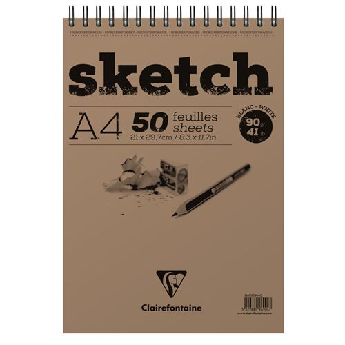 Bloc spiralé Clairefontaine Sketch A4 50 feuilles