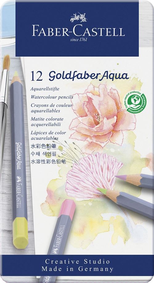Boîte de 12 crayons de couleur aquarellables Faber Castell Goldfaber Aqua