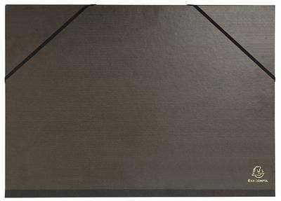 Carton à dessin Exacompta Kraft noir verni Elastiques 3 rabats 32x45cm