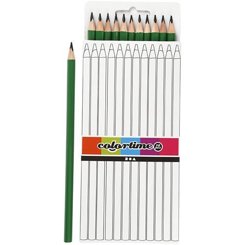 Colortime crayons 3 mm recharge 17 cm vert foncé 12 pièces