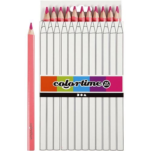 Colortime crayons de cire Jumbo5 mm remplissage rose 12 pièces