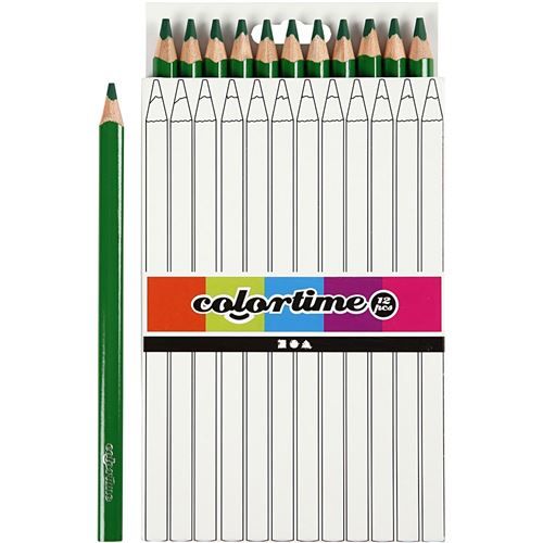 Colortime crayons de cire Jumbo5 mm remplissage vert foncé 12 pièces