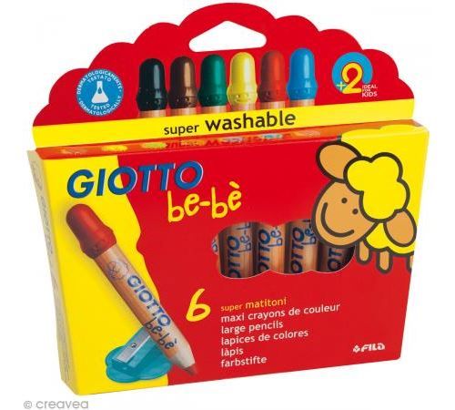 Crayons GIOTTO bébé - Étui de 6 Maxi crayons de couleur