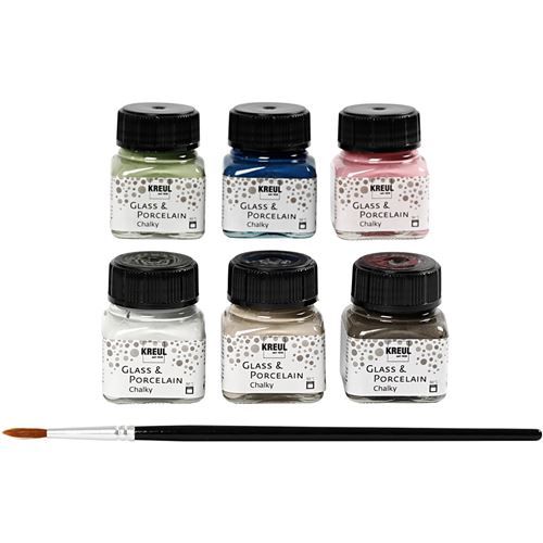 Creotime peinture 6 pièces 20 ml verre & porcelaine craie multicolore