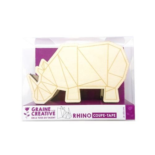 Dévidoir à rouleau adhésif Rhinocéros en bois 11 cm - Graine Créative