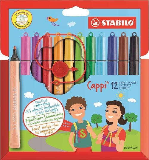 Etui de 12 feutres Stabilo Cappi + 1 lacet