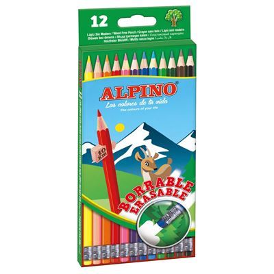 Étuis 12 Crayons de couleurs Alpino avec gomme