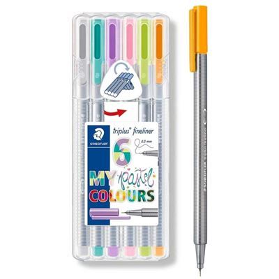 Étuis 6 Feutres Fineline Staedler pastel