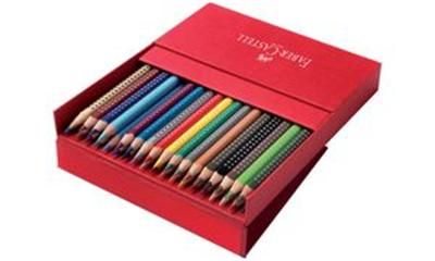 FABER-CASTELL - Crayons de couleur COLOUR GRIP 2001, boîte de 36, triangulaire, laqué en couleur, avec zone grip doux, longueur: 175 mm, aquarellable, avec case p