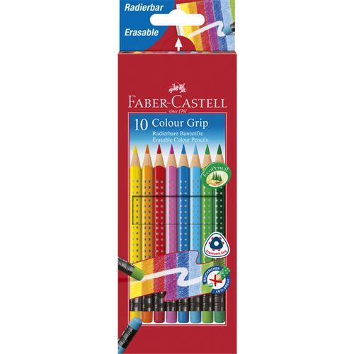 FABER-CASTELL Crayons de couleur gommable avec grip, étui