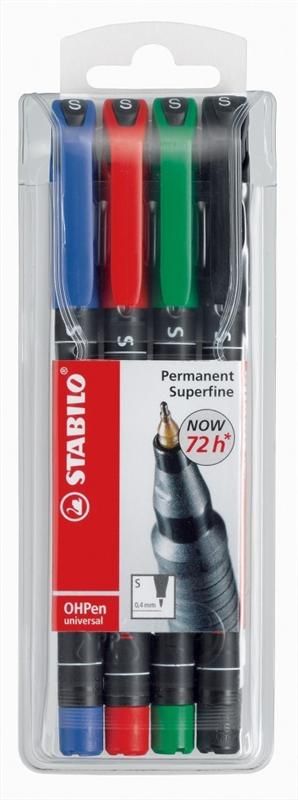 Feutre Stabilo OHPen permanent - pochette de 4 feutres pour rétroprojection et surfaces lisses point