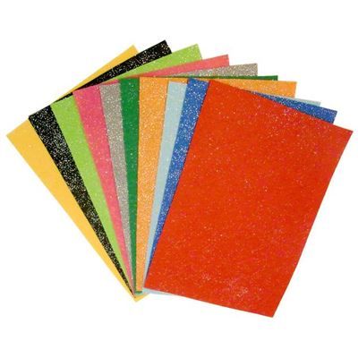 Feutrine pailletée adhésive 20 x 29 cm assort. 10 coupons - sodertex
