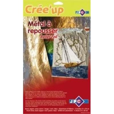 Gravure - 3 feuilles métal à repousser - rouge - vert - bleu - (dos argent) - 661335 Format 21 x 30 cm - épaisseur 6/100