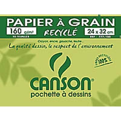 Lot de 10 pochettes de 10 feuilles de papier dessin recyclé 160g 24x32 cm