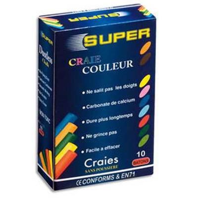 Lot de 15 Boites de 10 craies anti-poussière coloris assortis