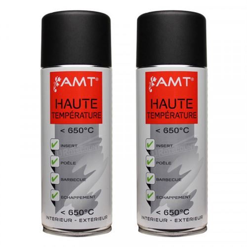 Lot de 2 bombes de peinture haute température - noir - AMT