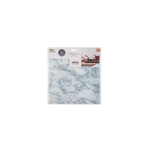 Lot de 2 Stickers Effet Marbre Plaque 30x30cm Blanc