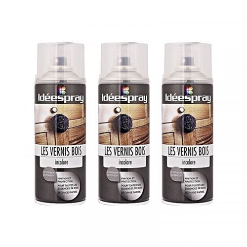 Lot de 3 bombes de peinture vernis incolore brillant bois - Sinto
