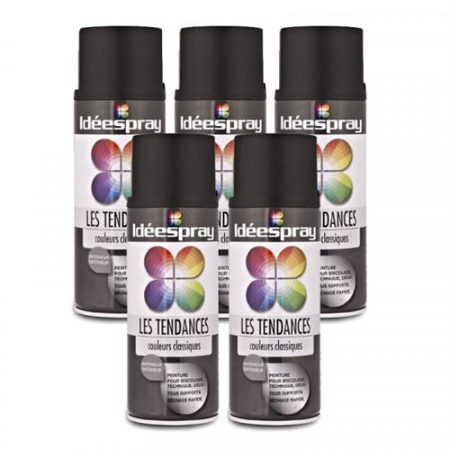 Lot de 5 bombes de peinture - noir mat - Sinto