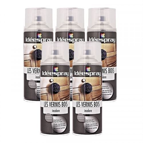 Lot de 5 bombes de peinture vernis incolore brillant bois - Sinto